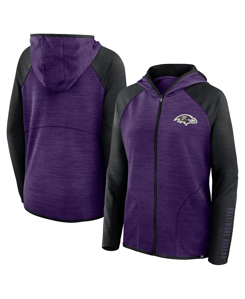 Fanatics Women's Purple/Black Baltimore Ravens Redzone End Around Pass Raglan Full-Zip Hoodie