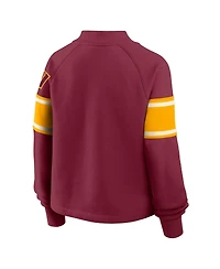 Fanatics Women's Burgundy Washington Commanders Oversized Hometown Toss Sweep Mock Neck Pullover Hoodie