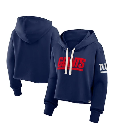 Fanatics Women's Navy New York Giants Oversized Hometown Heritage Cropped Hoodie