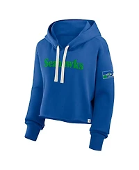 Fanatics Women's Royal Seattle Seahawks Oversized Hometown Heritage Cropped Hoodie