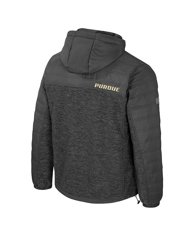 Colosseum Men's Charcoal Purdue Boilermakers Nightman Full-Zip Hoodie Puffer Jacket