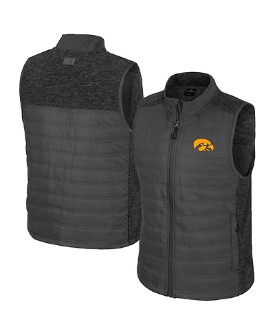 Colosseum Men's Charcoal Iowa Hawkeyes Nightman Full-Zip Puffer Vest