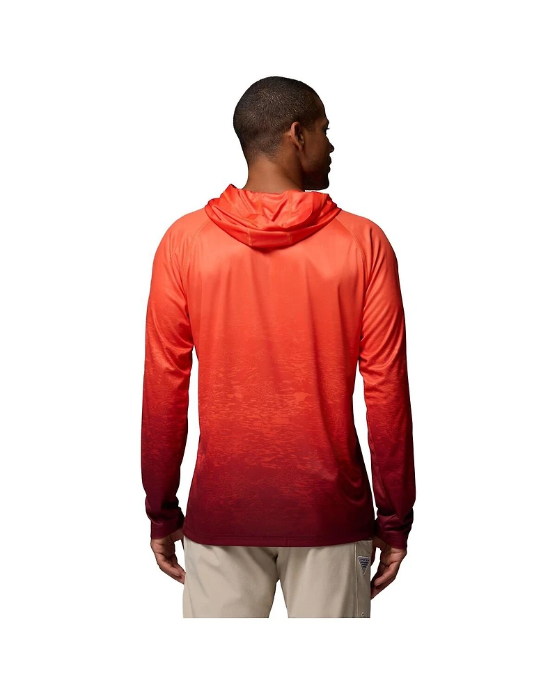 Columbia Men's Orange Virginia Tech Hokies Pfg Gradient Water Super Terminal Tackle Hoodie Omni-Wick T-Shirt