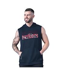 Msx by Michael Strahan Men's Navy New England Patriots Tri-Blend Rebound Sleeveless Hoodie