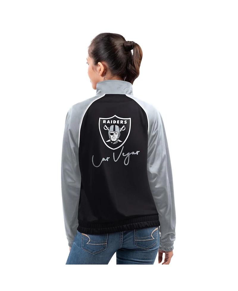 G-iii 4Her by Carl Banks Women's Black Las Vegas Raiders Replay Full-Zip Track Jacket