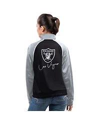 G-iii 4Her by Carl Banks Women's Black Las Vegas Raiders Replay Full-Zip Track Jacket