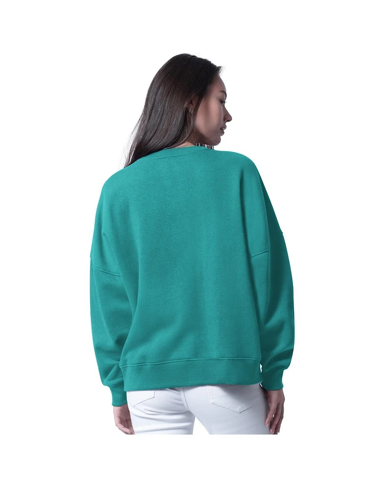 G-iii 4Her by Carl Banks Women's Aqua Miami Dolphins Oversized Feud Sweatshirt