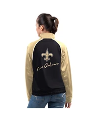G-iii 4Her by Carl Banks Women's Black New Orleans Saints Replay Full-Zip Track Jacket