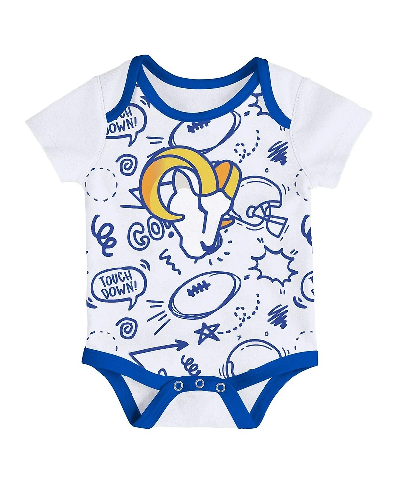 Outerstuff Baby Boys and Girls 3-Piece Los Angeles Rams All Day Play Bodysuit Set