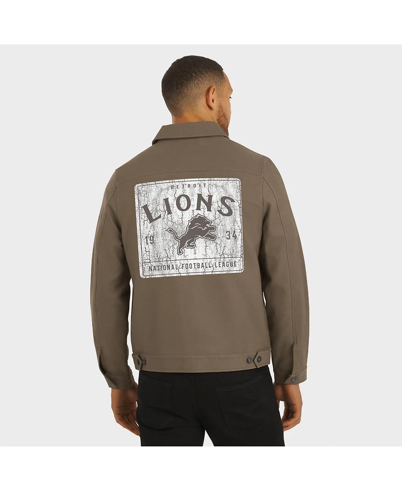 Fanatics Men'sTan Detroit Lions Trucker Full-Button Jacket