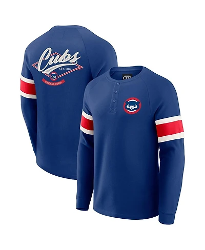 Fanatics Men's Darius Rucker Collection by Royal Chicago Cubs Waffle-Knit Raglan Long Sleeve Henley T-Shirt