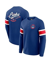 Fanatics Men's Darius Rucker Collection by Royal Chicago Cubs Waffle-Knit Raglan Long Sleeve Henley T-Shirt