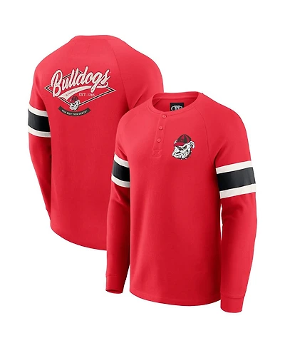 Fanatics Men's Darius Rucker Collection by Red Georgia Bulldogs Waffle-Knit Raglan Long Sleeve Henley T-Shirt