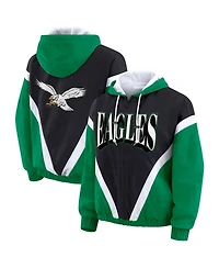 Wear by Erin Andrews Women's Kelly Green/Black Philadelphia Eagles Plus Retro Crinkle Full-Zip Windbreaker Jacket