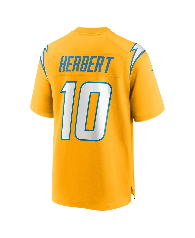 Nike Big Boys and GirlsJustin Herbert Gold Los Angeles Chargers Alternate Charger Power Game Player Jersey