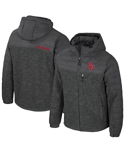 Colosseum Men's Charcoal Oklahoma Sooners Nightman Full-Zip Hoodie Puffer Jacket