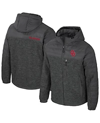 Colosseum Men's Charcoal Oklahoma Sooners Nightman Full-Zip Hoodie Puffer Jacket