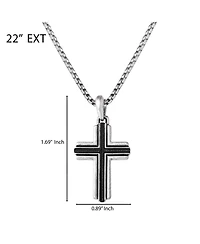 Lucky Brand Stainless Steel Cross Necklace for Men 24", Two-Tone Pendant Necklace, Cross Jewelry