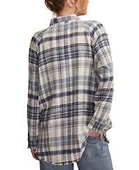 Lucky Brand Women's Tunic Plaid Button Down Shirt