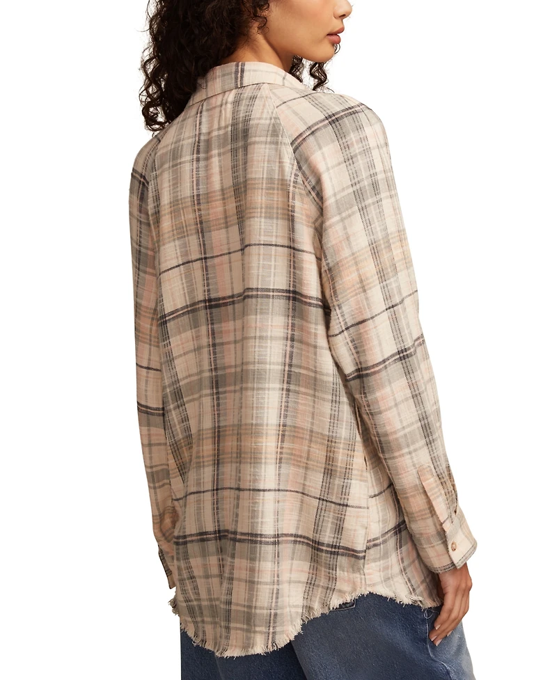 Lucky Brand Women's Tunic Plaid Button Down Shirt