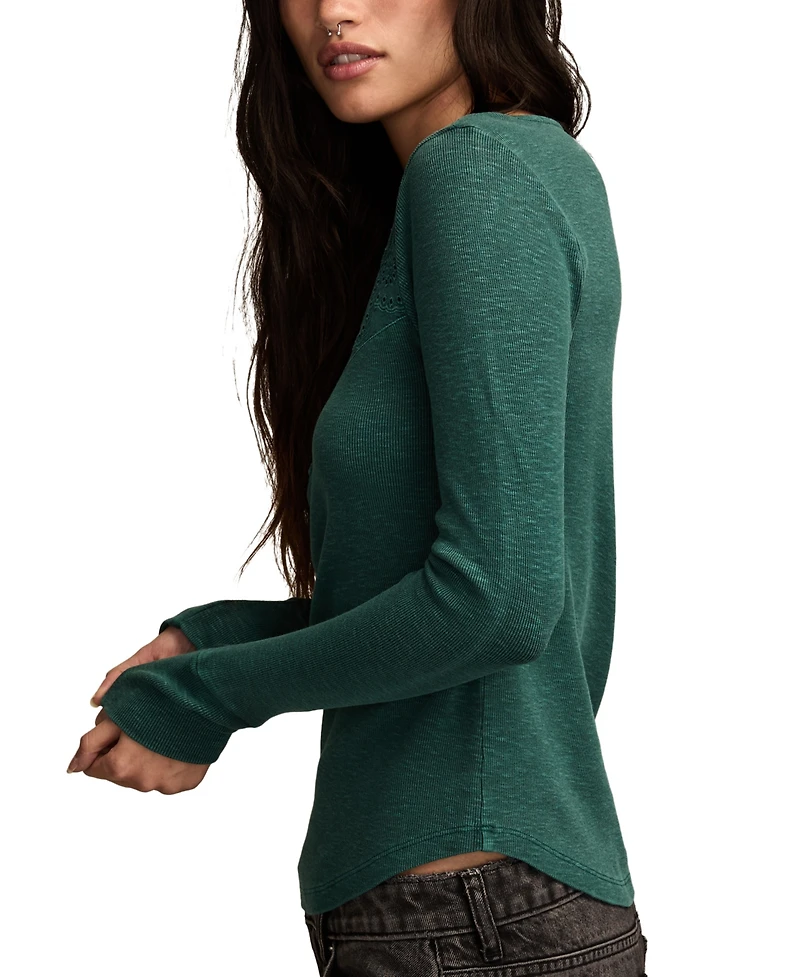Lucky Brand Women's Lace-Yoke Henley Top