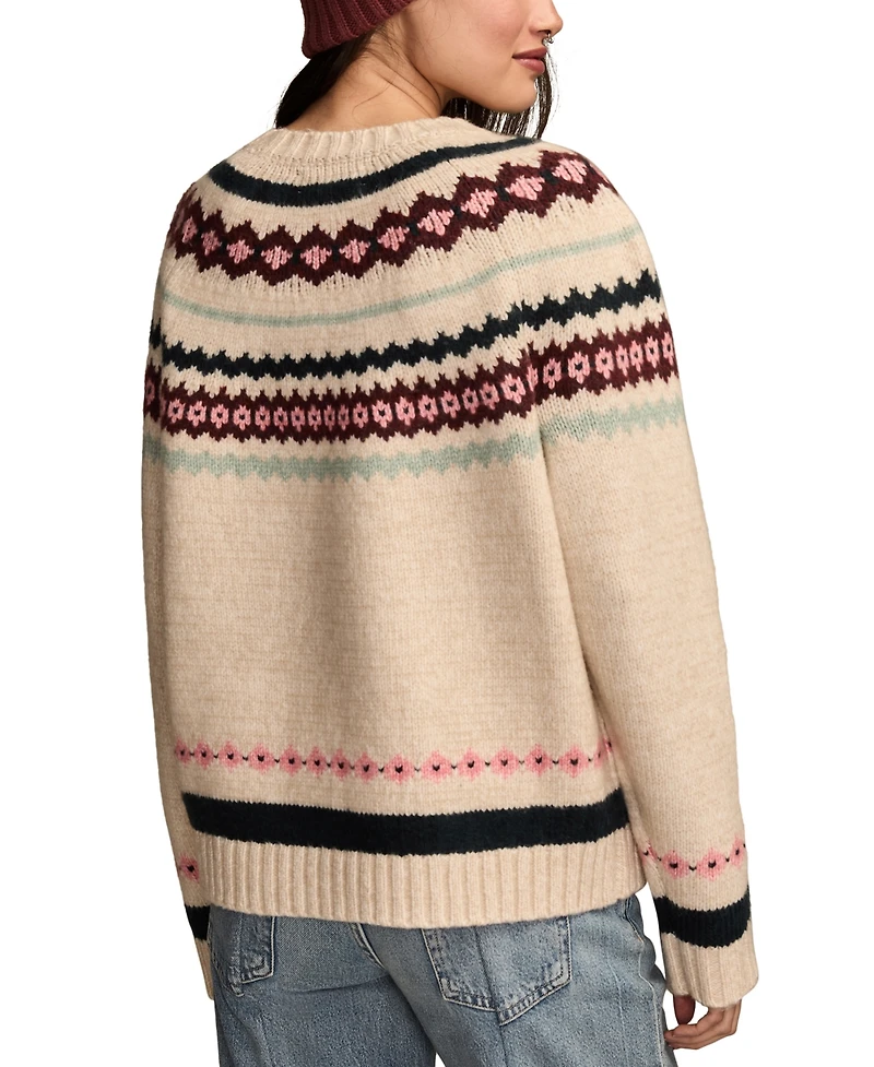 Lucky Brand Women's Fair Isle Crew neck Sweater