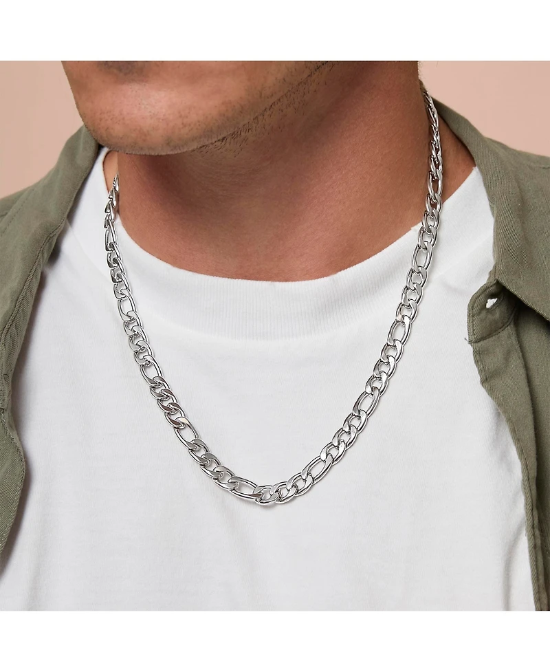 Lucky Brand Stainless Steel (304) 8MM Figaro Chain Necklace 22'' and Bracelet 8.5'' Set
