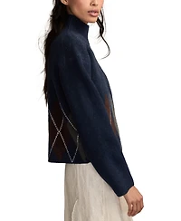 Lucky Brand Women's Argyle Mock Neck Sweater