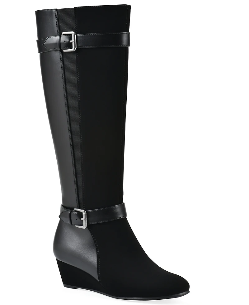 White Mountain Women's Cheers Tall Shaft Wide Calf Wedge Boot