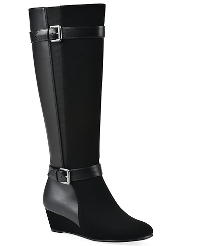 White Mountain Women's Cheers Tall Shaft Wide Calf Wedge Boot