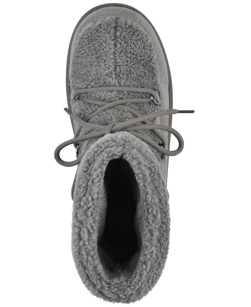 White Mountain Women's Isador Faux Sherpa Lace-up Boots