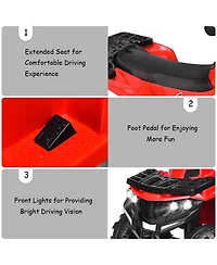 Gymax Kids Ride On Car 6V Battery Powered Atv w/4 Anti-skid Wheels Music Player