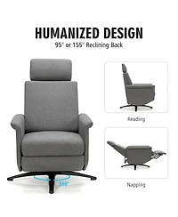 Gymax Massage Recliner Chair Swivel Single Sofa Lounge w/Adjustable Headrest