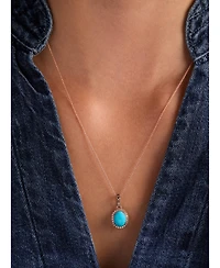Le Vian Robins Egg Blue Turquoise (2 ct. t.w.) & Diamond (1/4 Halo Adjustable 20" Pendant Necklace 14k Rose Gold