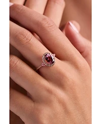 Le Vian Passion Fruit Tourmaline (1-1/2 ct. t.w.), Bubble Gum Pink Sapphire (1/10 ct. t.w.), & Nude Diamond (1/4 ct. t.w.) Halo Ring in 14k Rose Gold