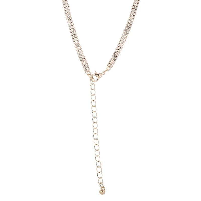 BCBGeneration Crystal Double Strand Bow Lariat Necklace