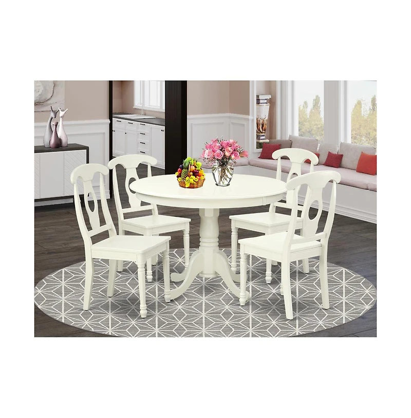 East West Furniture Dining Room Set Linen White