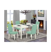East West Furniture Dining Room Set Linen White