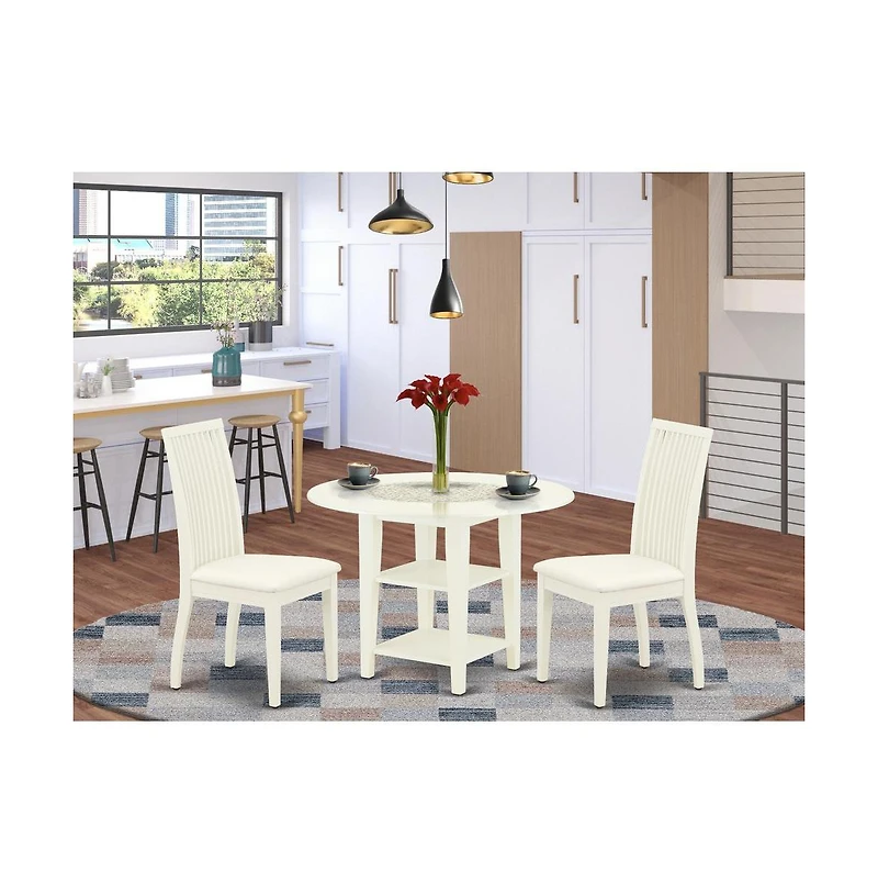 East West Furniture Dining Room Set Linen White