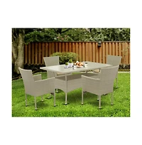 East West Furniture Wicker Patio Set Natural Linen