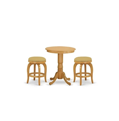 East West Furniture 3-Pc Dinette Room Set with 2 Parson Chairs and 1 Kitchen Table (Oak Finish)
