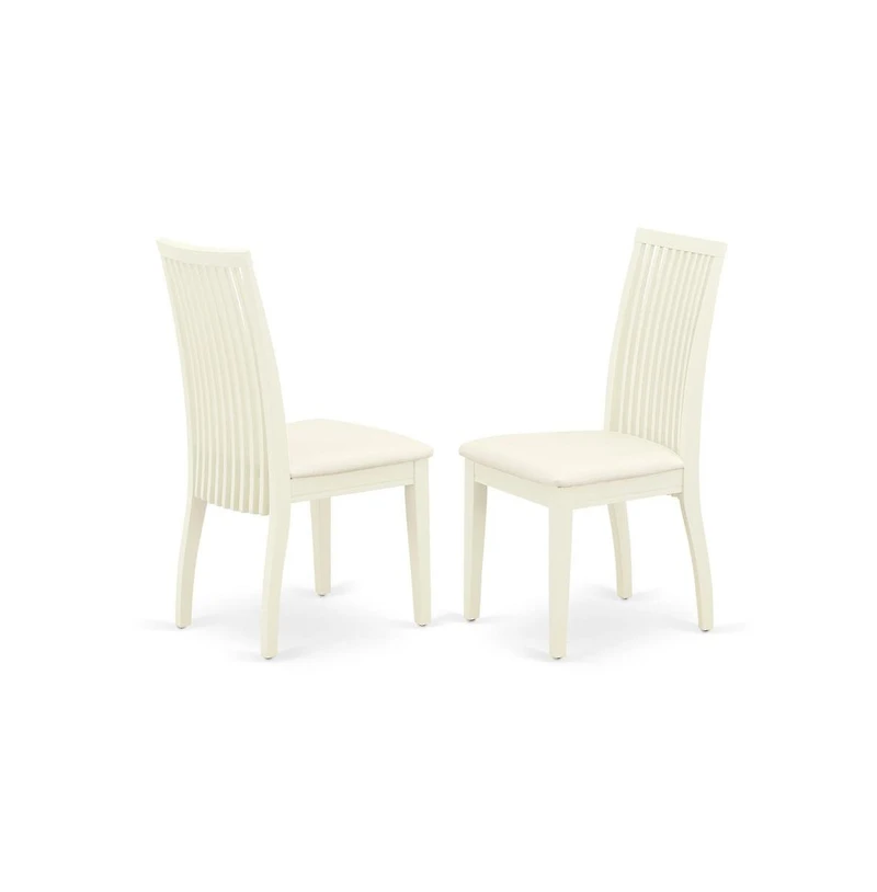 East West Furniture 5 Piece Dining Room Set Contains 1 Drop Leaves Dining Table and 4 Linen White Mid Century Chair with Slatted Back