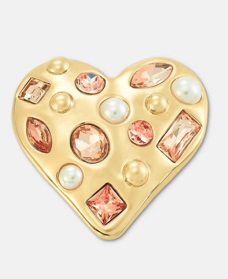 I.n.c. International Concepts Color Crystal & Imitation Pearl Heart Pin, Macy's Exclusive