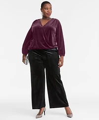 I.n.c. International Concepts Plus Velvet V-Neck Top, Macy's Exclusive