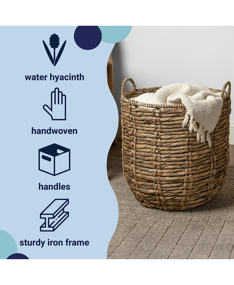 Jonathan Y Laurel 19.49" Bohemian Hand-Woven Abaca Hamper Basket with Handles