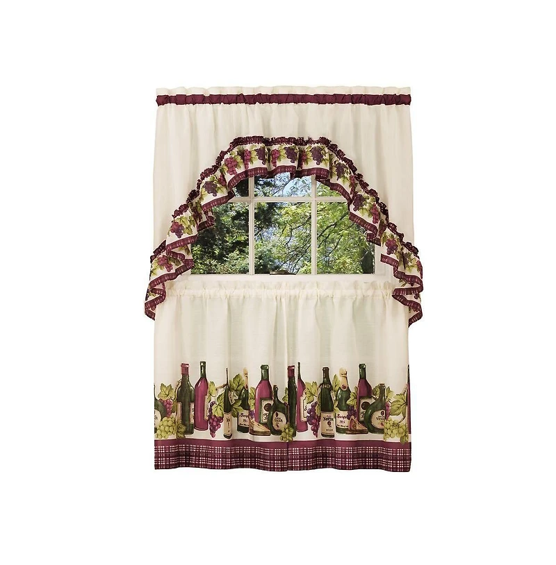 Kate Aurora Chardonnay Complete Kitchen Curtain Tier Pair Valance Set