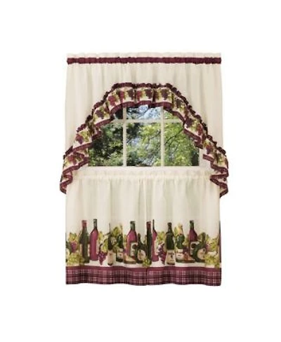 Kate Aurora Chardonnay Complete Kitchen Curtain Tier Pair Valance Set