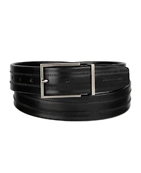 Calvin Klein Men's Stripe Stitch Leather Dress Belt