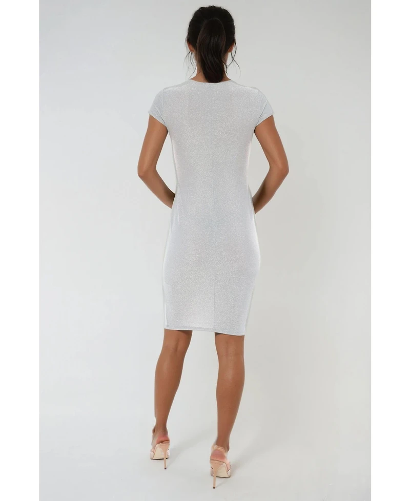 Bebe Women's Milan Metallic T-Shirt Midi Dress