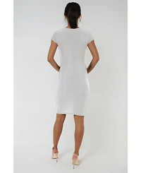 Bebe Women's Milan Metallic T-Shirt Midi Dress